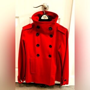 Cherry Red GAP wool pea coat, size M. Beautiful, excellent condition!
